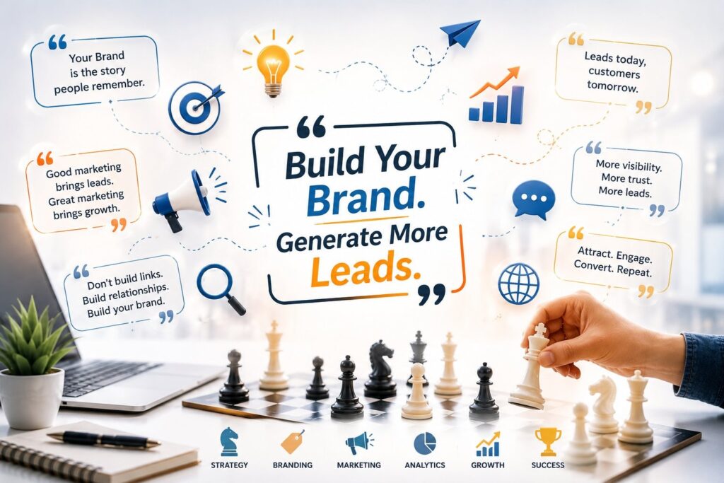Brand building and lead generation graphic